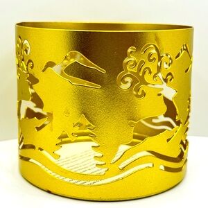 $4 🌸 Gold Tone ~ Winter Holiday Christmas ~ Candle Holder ~ 3 Wick Sleeve